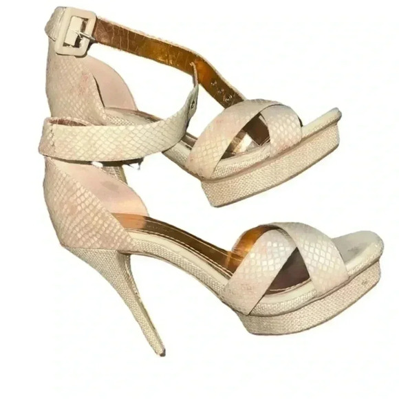 BCBG STRAPPY PLATFORM STILLETTOS - Picture 1 of 8